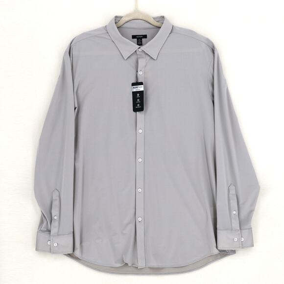 Alfani Men's Grey Jersey Alfatech Performance Long Sleeve Casual Shirt Size XXL - Picture 2 of 4